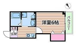 ヴェルエ豊里 1Kの間取図画像