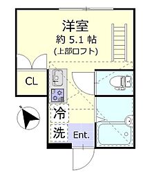 京急空港線 穴守稲荷駅 徒歩7分の賃貸アパート 1階ワンルームの間取り