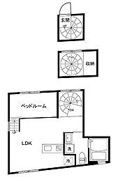 フォルトゥーナ初台 3階1LDKの間取り