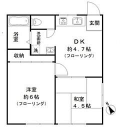 JR中央線 三鷹駅 徒歩10分の賃貸アパート 1階2DKの間取り