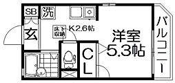 ボナール京阪 1Kの間取図画像