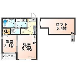 ハーモニーテラス稲荷悠苑 1階1DKの間取り