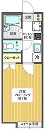 シャインブルー 1Kの間取図画像