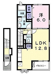 プロムナード・コウ 1LDKの間取図画像