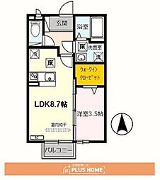 グランディール 1LDKの間取図画像