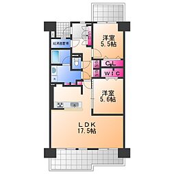 貝塚アーバンコンフォート 2LDKの間取図画像