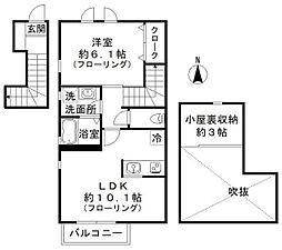 Fairway Court 2階1LDKの間取り