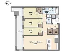 パークタワー晴海 33階3LDKの間取り