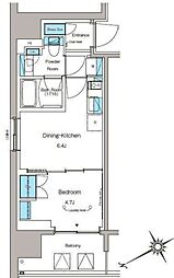 ルフォンプログレ蔵前プレミア 6階1DKの間取り