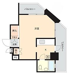 JR山手線 五反田駅 徒歩4分の賃貸マンション 3階ワンルームの間取り
