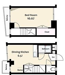 リベール根岸 4階1DKの間取り