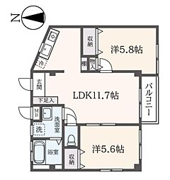 ハイツニューウェル 2LDKの間取図画像