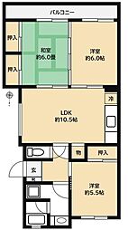 カーサ永浦 3LDKの間取図画像