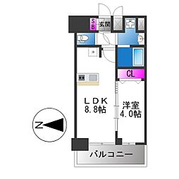 アドバンス大阪ベクエム 1LDKの間取図画像