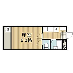 小田急小田原線 玉川学園前駅 徒歩30分の賃貸マンション 1階1Kの間取り
