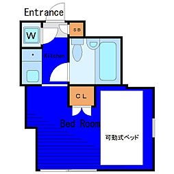 都営浅草線 高輪台駅 徒歩2分の賃貸マンション 地下1階1Kの間取り