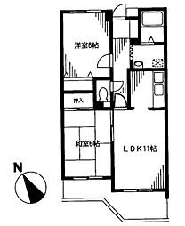 エクセレントビュー第3 2LDKの間取図画像