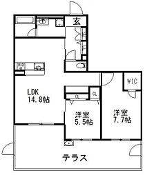 Saphir 1階2LDKの間取り