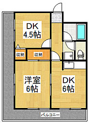 グレイス登戸 2DKの間取図画像
