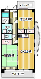 ヴァンベール 2DKの間取図画像