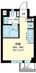 プレール・ドゥーク新宿御苑 ワンルームの間取図画像