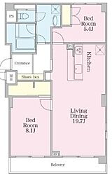 グラマシー恵比寿 5階1SLDKの間取り