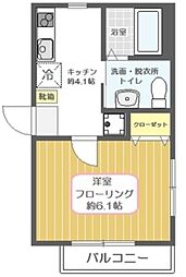 アプローズ・ベルダ 3階1Kの間取り