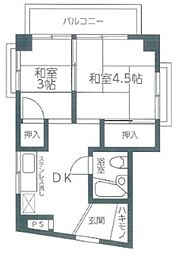 JR山手線 大塚駅 徒歩9分の賃貸マンション 3階2DKの間取り