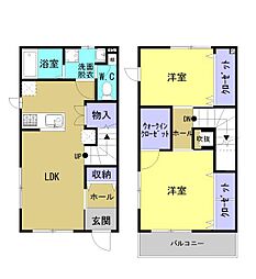リュミエール・ボアＩＩＩ 1階2LDKの間取り