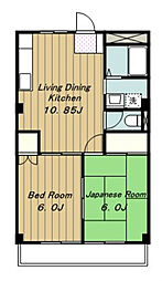 マンション如月 4階2LDKの間取り