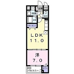 日暮里舎人ライナー 舎人駅 徒歩5分の賃貸マンション 4階1LDKの間取り