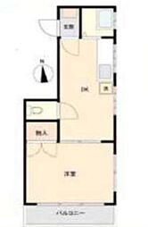 四谷ビリジアン 1DKの間取図画像
