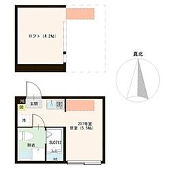 仮称若宮二丁目 2階ワンルームの間取り