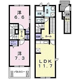 パームガーデンＡ 2階2LDKの間取り