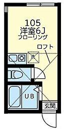 ユナイト石川町ジョルジーニョ ワンルームの間取図画像