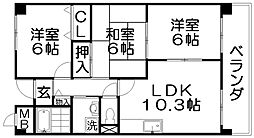 ラフィネ星田 3LDKの間取図画像