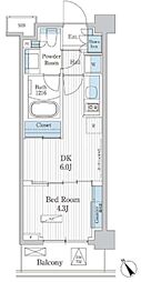 パークアクシス門前仲町テラス 1DKの間取図画像