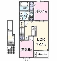 ヴェルドゥーラI 2LDKの間取図画像