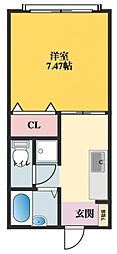 フォーブル・ニュー 1DKの間取図画像