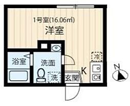 フィオーレ西日暮里A 2階ワンルームの間取り