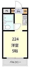 ユースフル祐天寺No.2 ワンルームの間取図画像