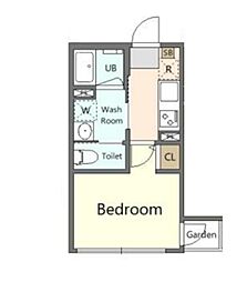 メゾンブリーズ 2階1Kの間取り