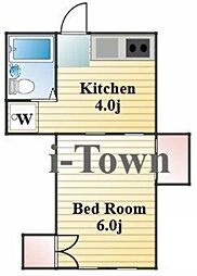 コーポ秋元 1Kの間取図画像