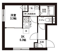 レピュア菊川駅前レジデンス 1DKの間取図画像