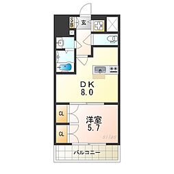 JR東西線 御幣島駅 徒歩1分の賃貸マンション 6階1LDKの間取り