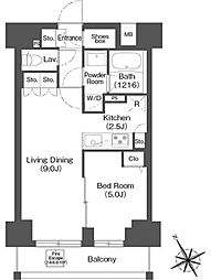 コンフォリア・リヴ根岸二丁目 12階1LDKの間取り