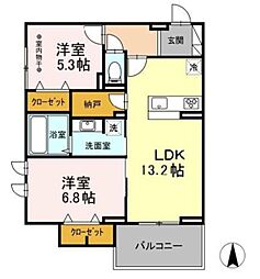 グランメゾン正和 2階2LDKの間取り
