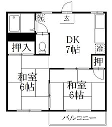コーポウエムラ 2DKの間取図画像