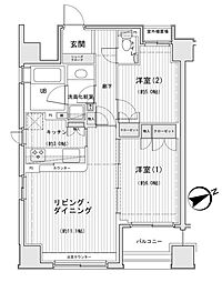 ドゥーエ銀座イースト2 2LDKの間取図画像