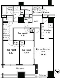 パークアクシス日本橋ステージ 4階3LDKの間取り